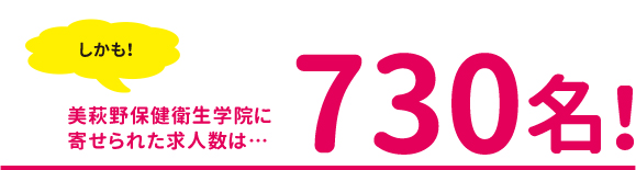 しかも！昨年度、美萩野保健衛生学院に寄せられた求人数は・・・847名！